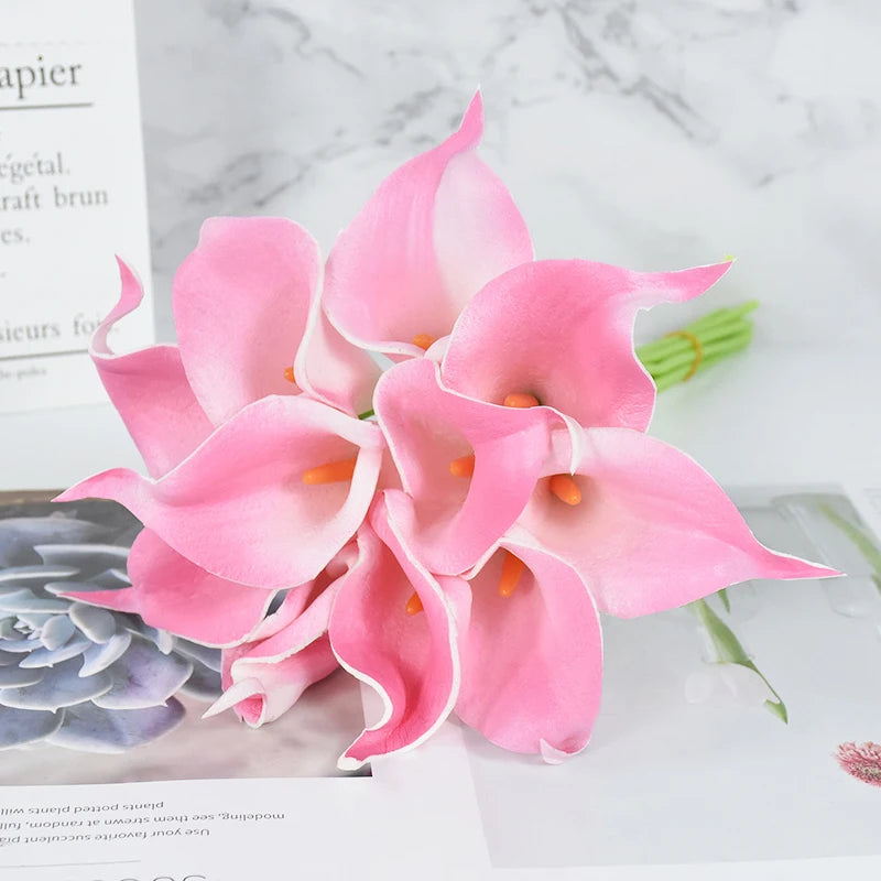 10/5Pcs Fake Calla Lily Artificial Flower Decorations for Home 37cm Flower Wedding Bridesmaids Bouquet