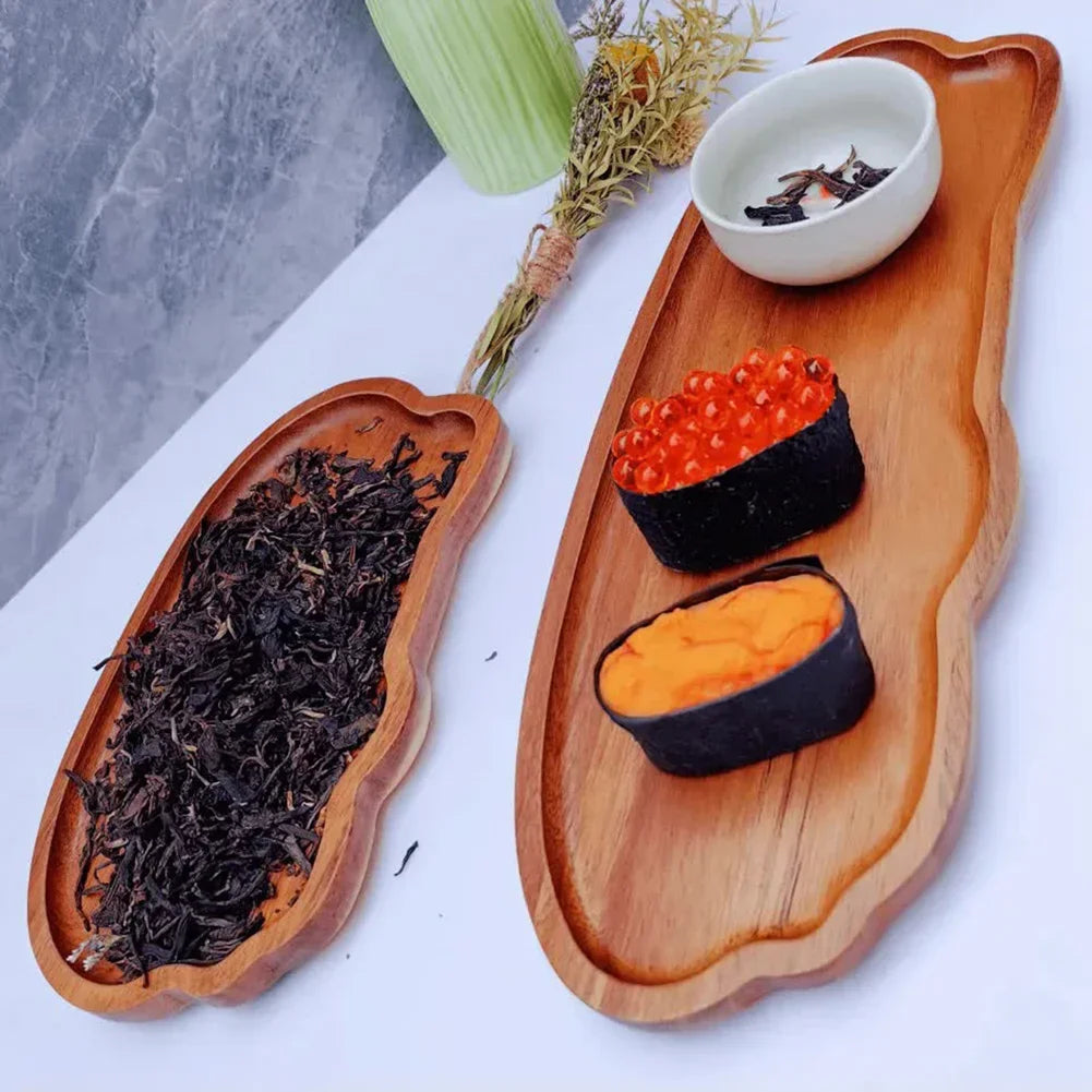 Japanese Style Wooden Tea Coffee Tray Fruit Dessert Candy Plate Wood Decorative Bread Snack Cake Food Dish Trays Tableware