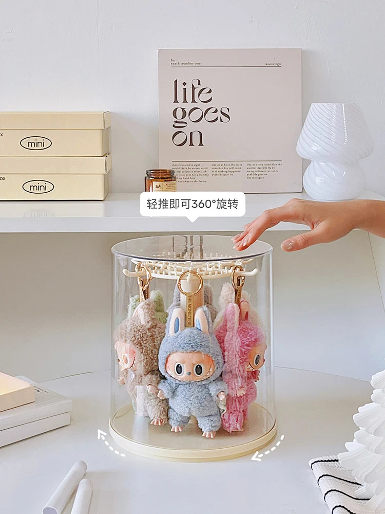 Labubu Pendant Display Box Rotating Transparent Labubu Doll Handmade Blind Box Storage Display Rack Decoration In Stock