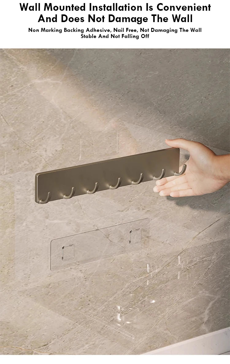 Kitchen Storage Rack Wall Mounted Non Perforated Household Kitchenware Storage Hook Multi Functional Hook Behind Bathroom Door