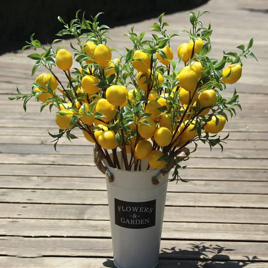 Lemon Branches With Fruit Simulation Green Plants Fresh Home Decoration Photo Props Plastic Fruit Flower Arrangement Fake Flower