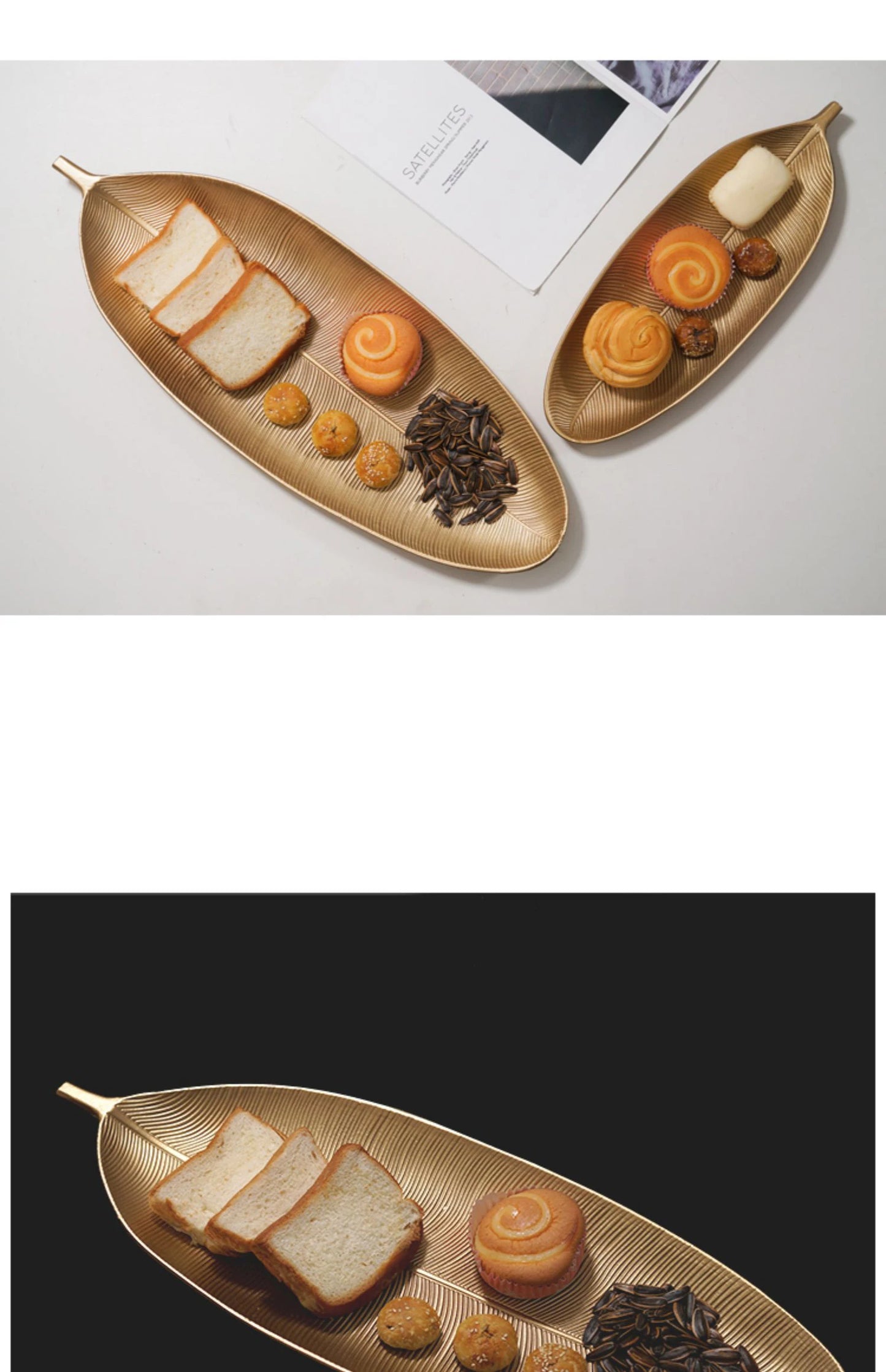 Nordic Wooden Tray Gold Leaf Shape Serving Tray Jewelry Pallet Fruit Snack Candy Dish Table Decoration Storage Organizer
