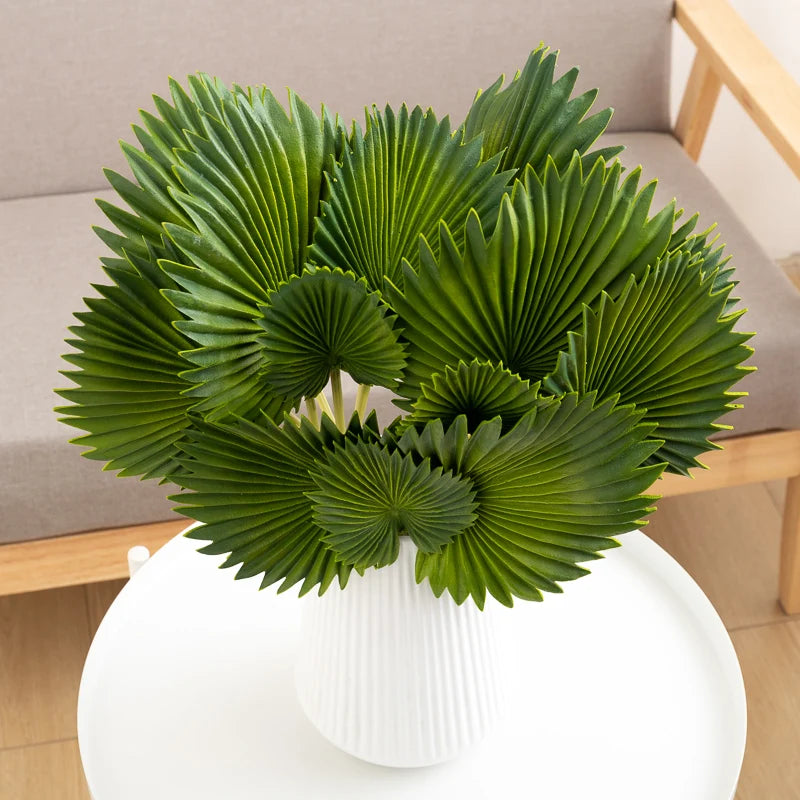 Artificial Fake Plant Green Palm Turtle Back Leaves PU Material Decorative Garden Leaves Potted Household Living Room Articles