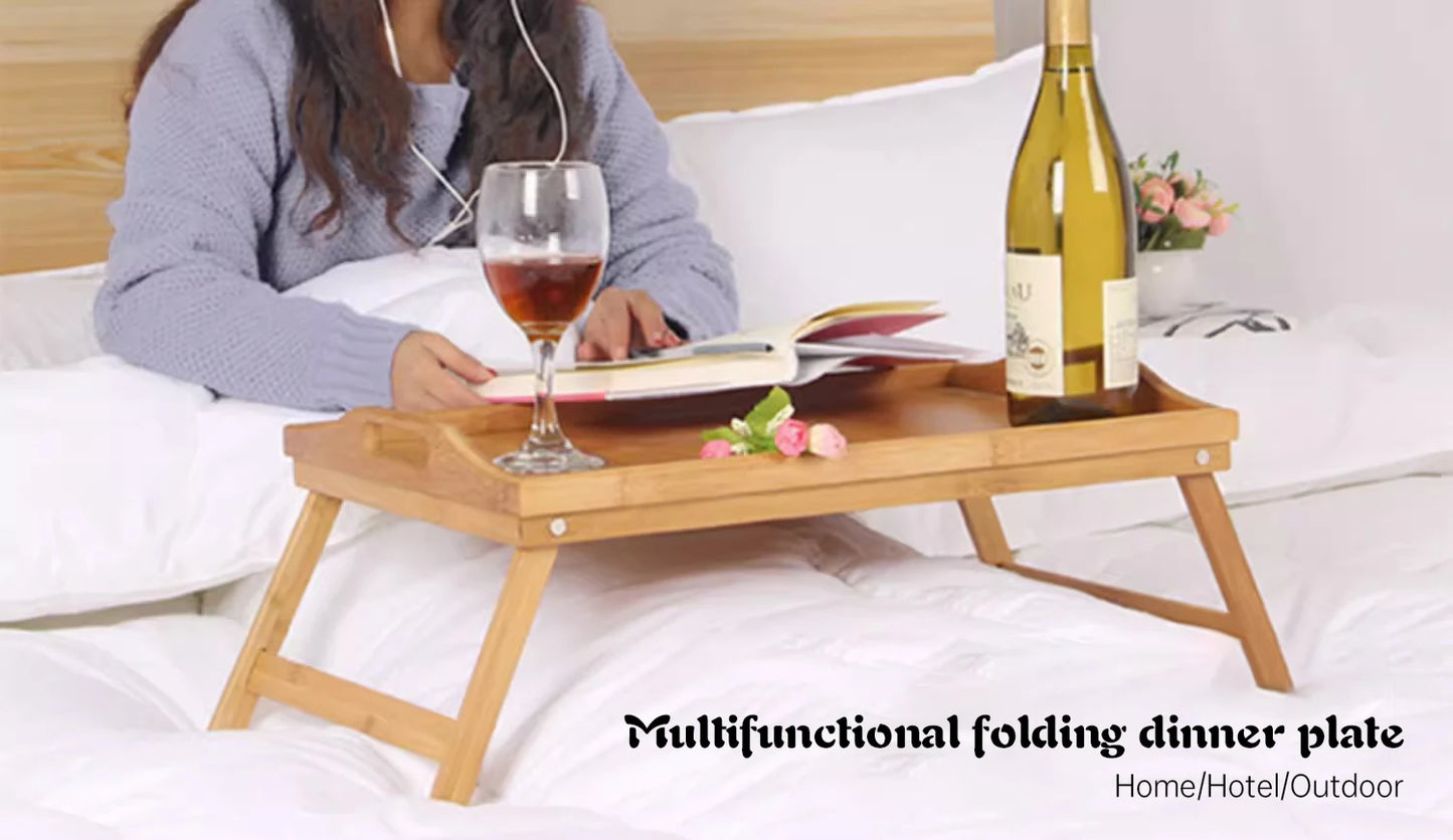 Bed tray, folding dining tray, wooden bamboo tea tray, picnic table, bed with postpartum meal tray, footboard vegetable tray, fr