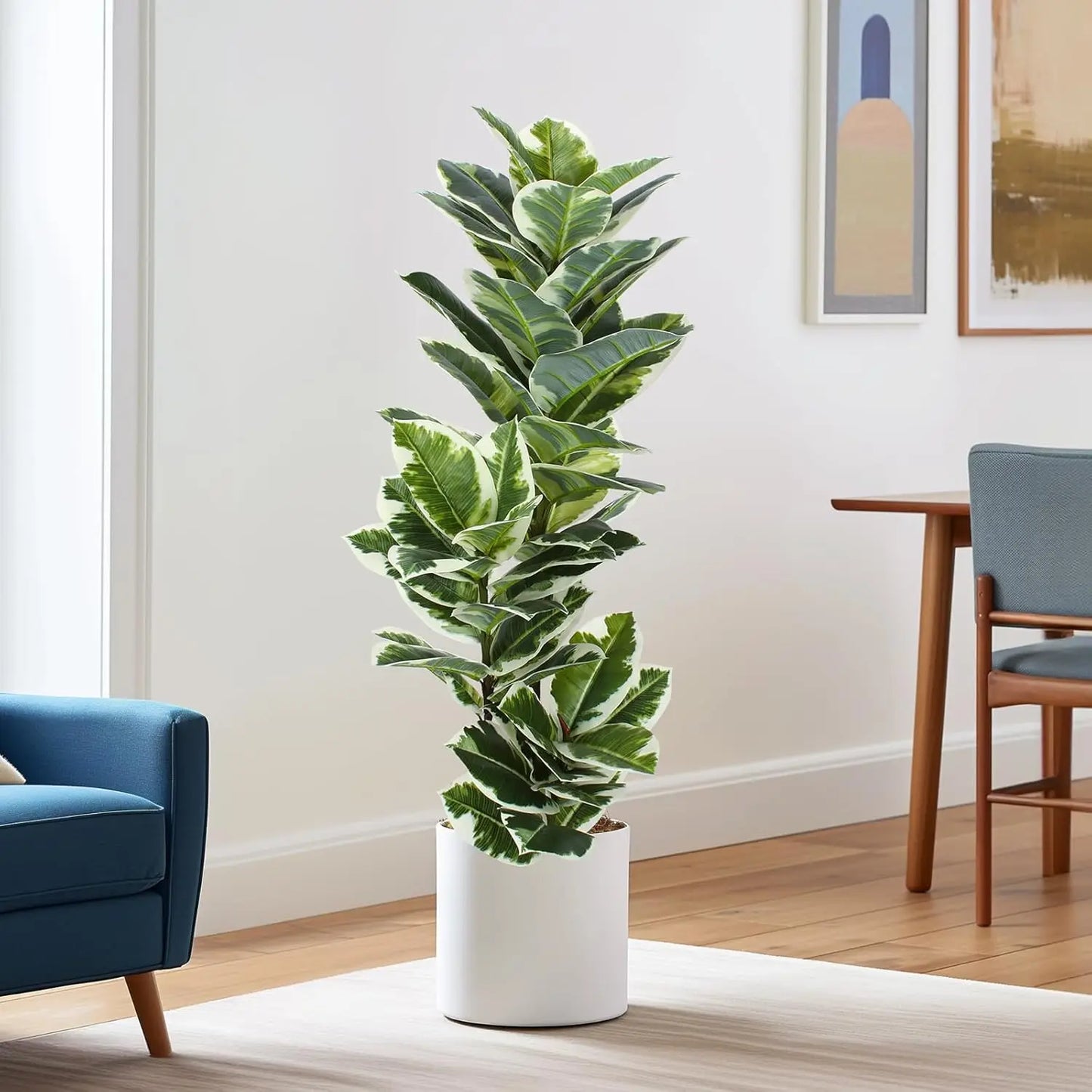 35-150cm Tropical Tree Artificial Rubber Tree Fake Tree Artificial Plants Faux Banyan Tree for Home Garden Room Shop Decor