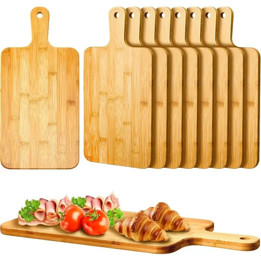 Bamboo Cutting Board with Handle Large Wooden Serving Board Kitchen Chopping Board Charcuterie Board for Pizza Vegetables Meat