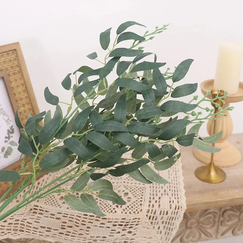 Artificial Plants Leaf Green Long Branch Fake Eucalyptus Flower Arrangement Accessories Wedding Home Decoration Fake Floral