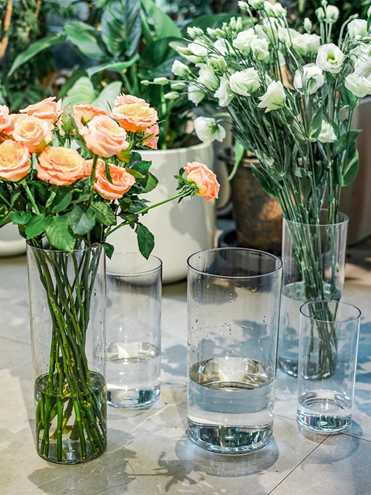 1Pcs Shatterproof Plastic Vases Tall Large Transparent Flower Vase Hydroponic Decoration Flowerpot  Acrylic Cylinder Vases