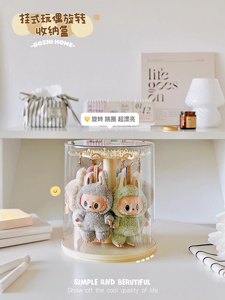 Labubu Pendant Display Box Rotating Transparent Labubu Doll Handmade Blind Box Storage Display Rack Decoration In Stock