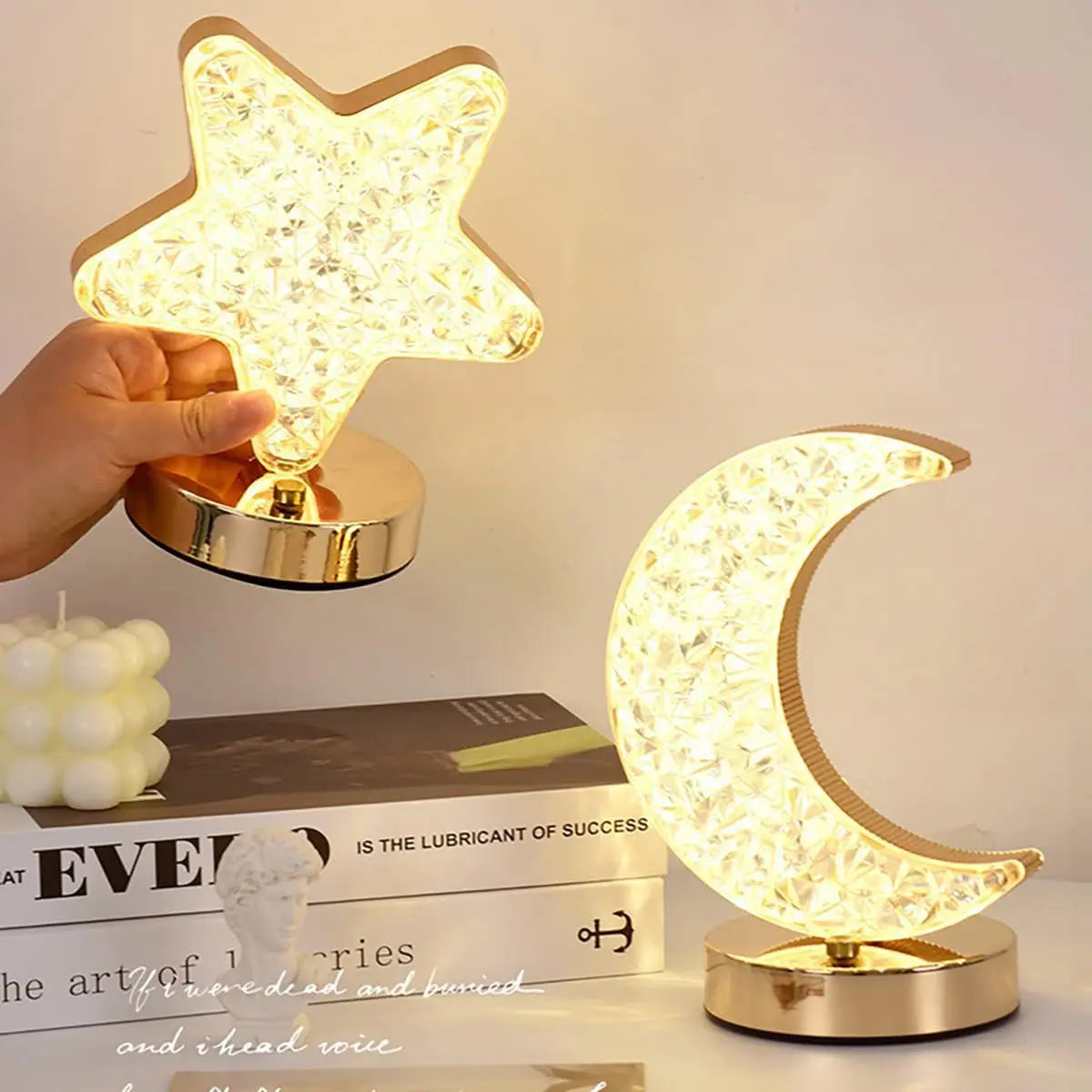 Bedroom 3-Color Touch Control Dimming Night Light Girls Room Home Decor Bedside LED Ambient Table Moon Stars Atmosphere Lamp Hot