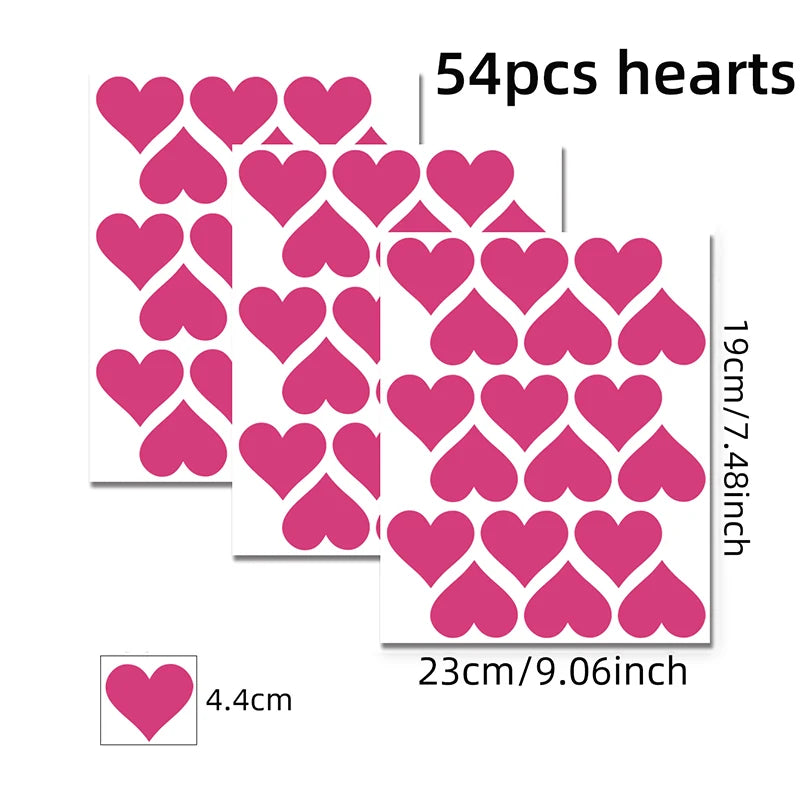 54pcs/set 5cm Soft Pink Heart Shape Wall Stickers for Kids Room Baby Nursery Room Wall Decals Bedroom Girl Room Home Decor Vinyl