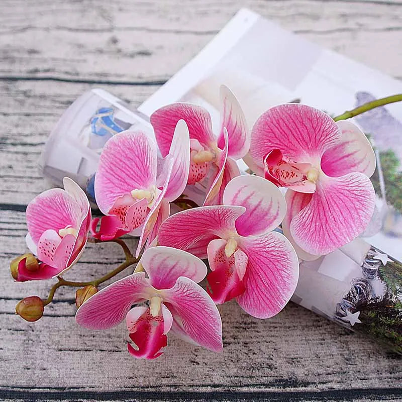 Artificial Phalaenopsis 3D Small Butterfly Orchid 6 Heads Fake Flower Home Drapery Wall Wedding Decoration Festival Diy Wreath