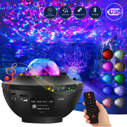Star Night Light Projector Galaxy with Ocean Wave Music Speaker Sky Light Projector for Bedroom Decoration Birthday Gift Party