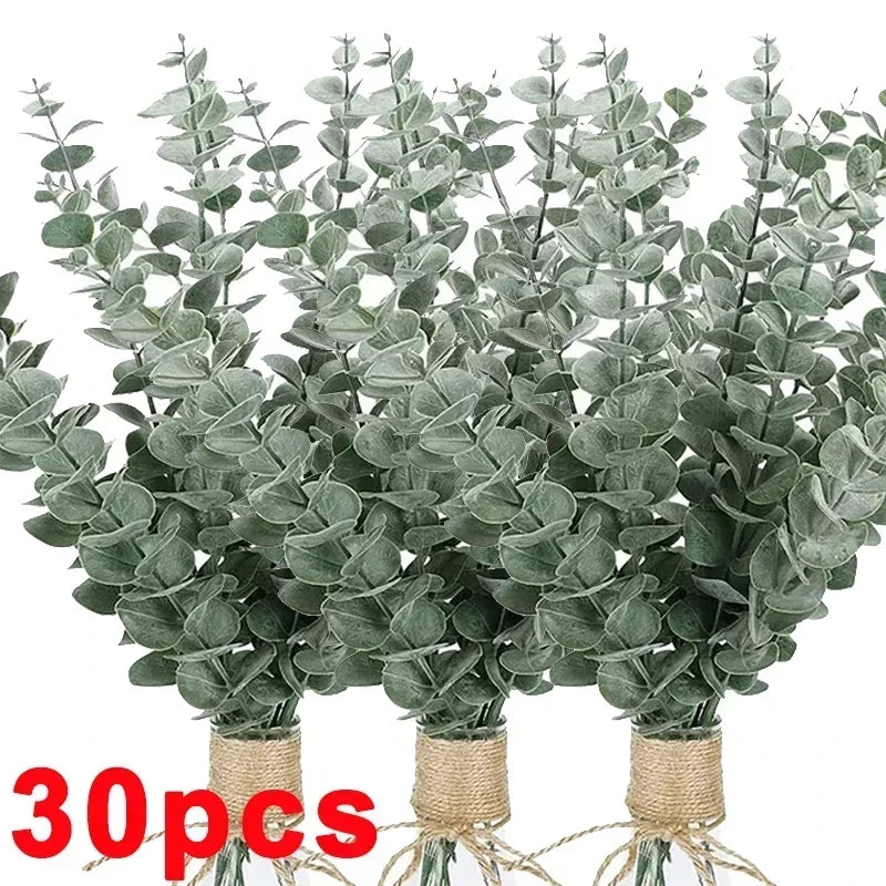 10/36PCS Artificial Eucalyptus Stems Green Leaves Eucalyptus Branches Flower Bouquet Wedding Christmas Decoration Fake Plant
