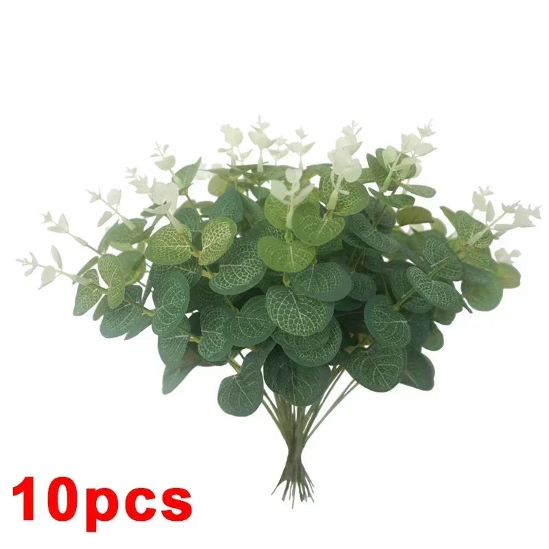 10/36PCS Artificial Eucalyptus Stems Green Leaves Eucalyptus Branches Flower Bouquet Wedding Christmas Decoration Fake Plant