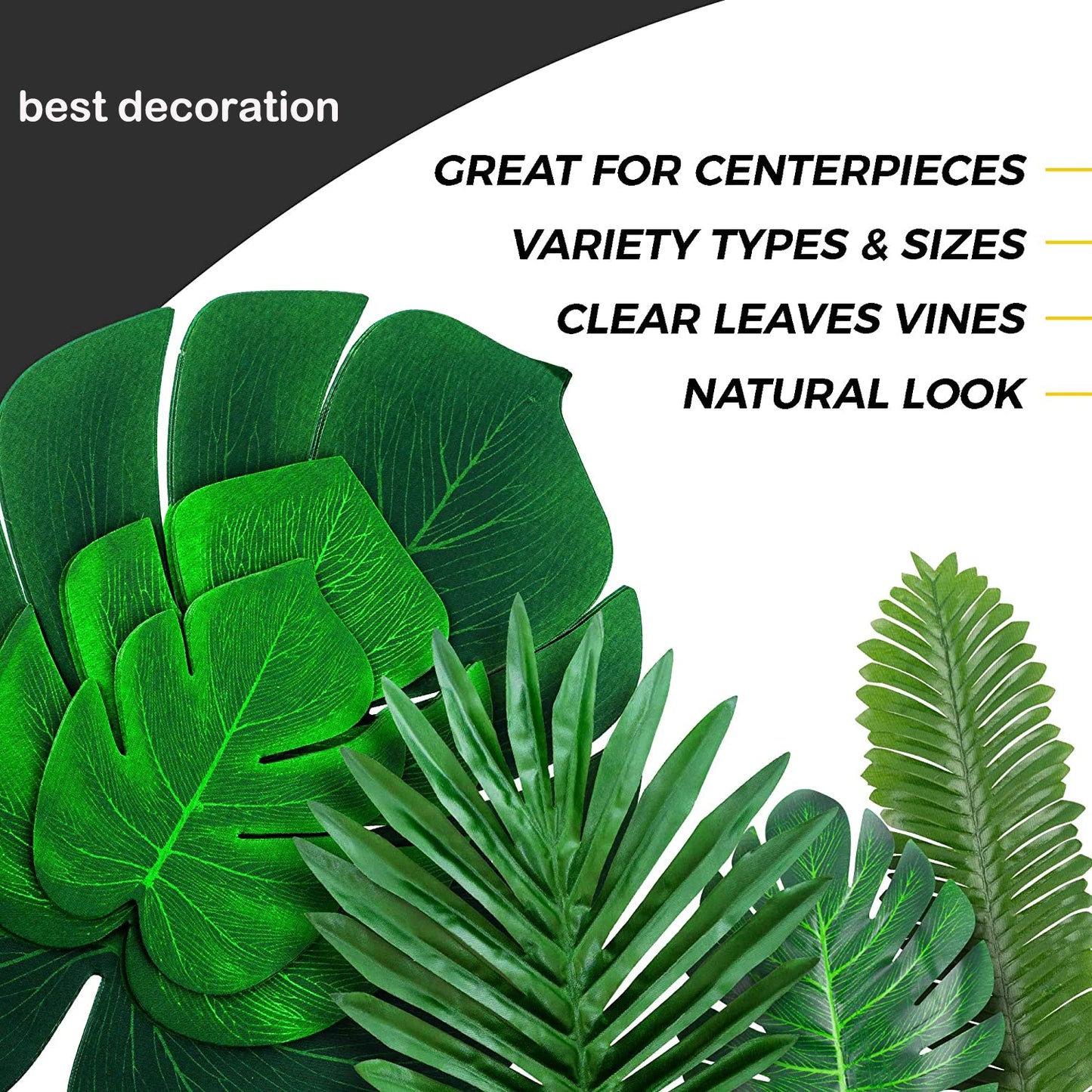 Artificial Tropical Palm Leaves Safari Jungle Decorations Hawaiian Luau Party Leaf Home Table Decor Wedding Birthday Fake Plants