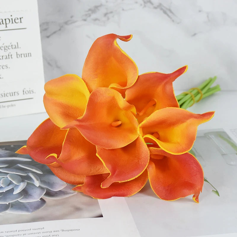 10/5Pcs Fake Calla Lily Artificial Flower Decorations for Home 37cm Flower Wedding Bridesmaids Bouquet
