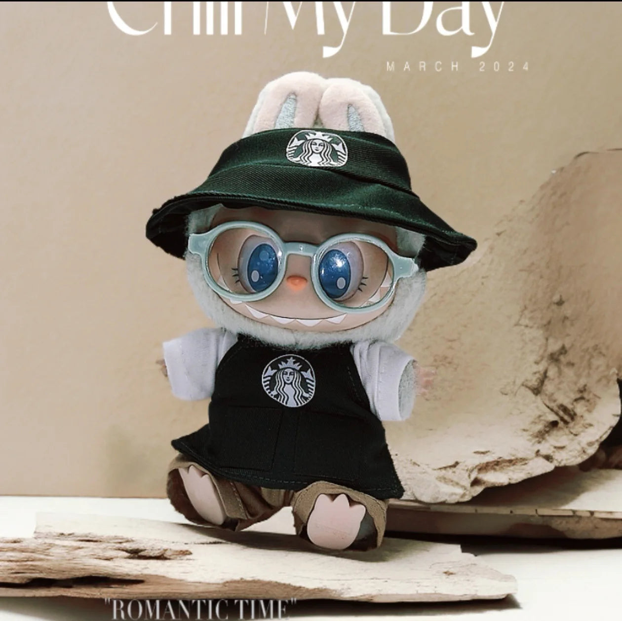 Labubu Clothes Outfit V1 V2 Work Uniform Keychain Set Mini Barista Costume Doll Clothes Collection For Sitting Dolls Display