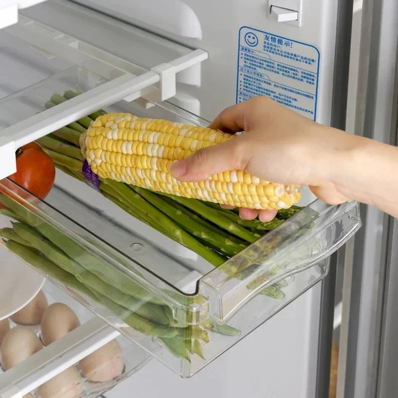 Refrigerator Drawer Style Food Storage Box, Fruit Packaging Machine, Shelf Support, Sliding Plastic Cooking Container