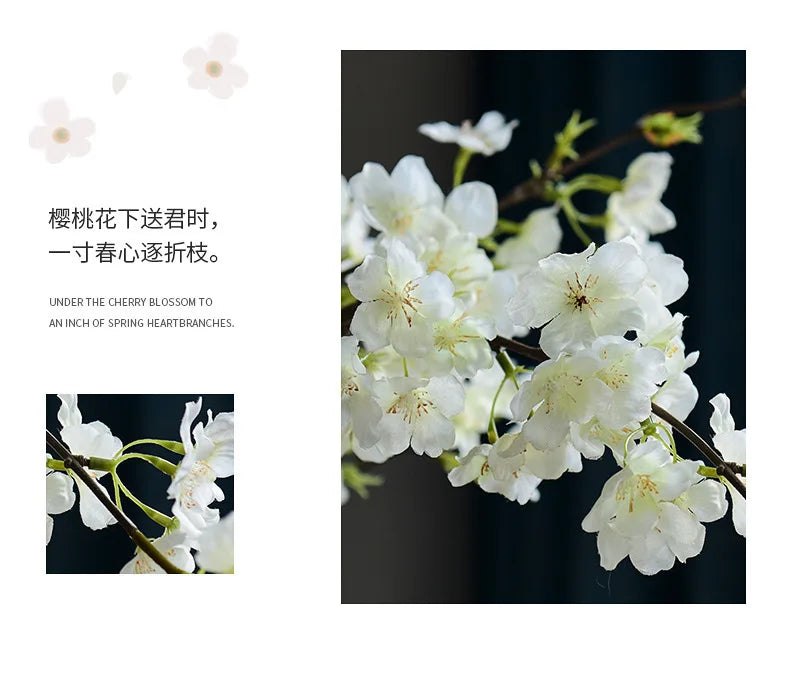 4 Fork Artificial Cherry Blossom Branches Fake Flowers  Plastic Flowers Wedding  Arches Leading Simulation Flowers