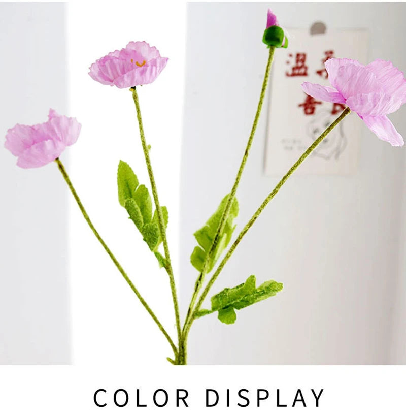Artificial Silk Flowers Simulation Poppies Wedding Decoration Long Fake Poppy Branch Home Table Decor Ornaments Wedding Flowers