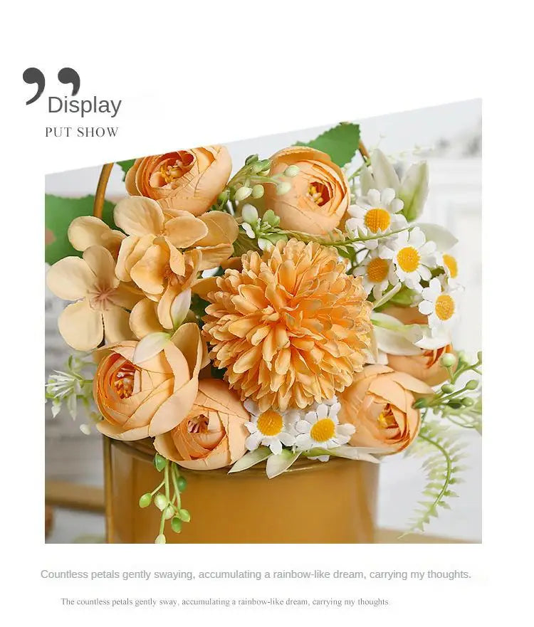 1pc Artificial Flower for Decoration with 7 Fake Flowers Faux Bouquet Arrangements for Home Bridal Wedding Party Chrysanthemum