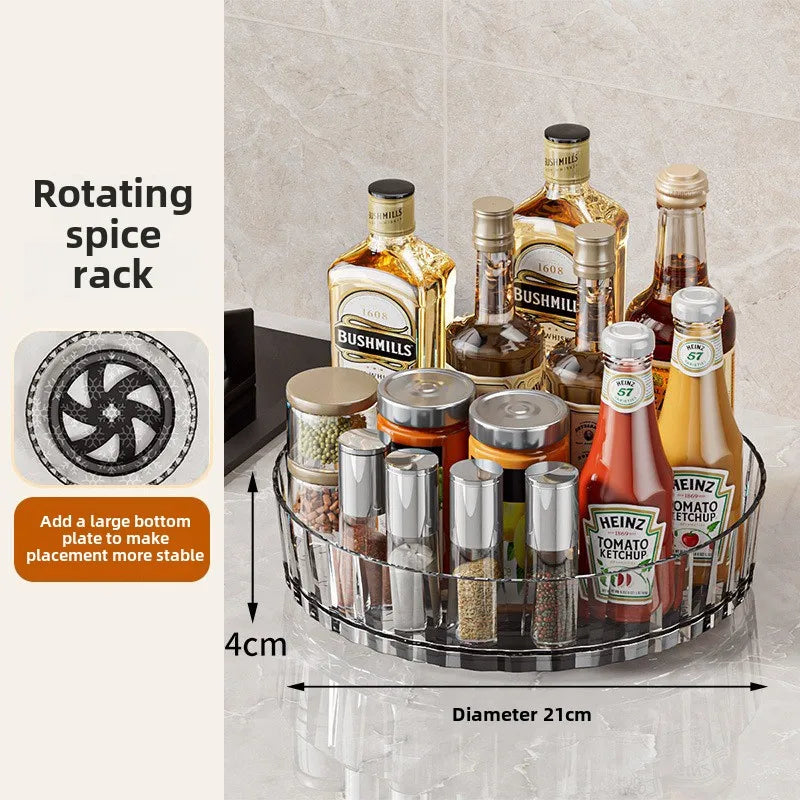 360° Rotating Plastic Storage Bins|Clear Cabinet Organizer for Kitchen/Pantry/Fridge/Cosmetic |Space-Saving Round Container