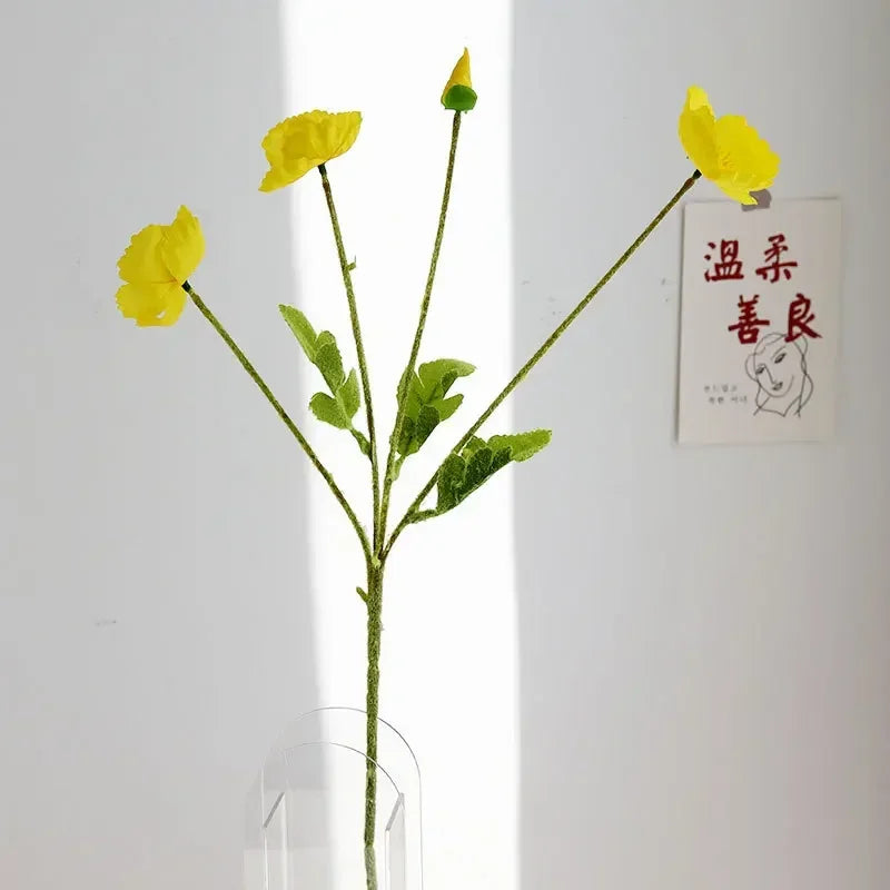 Artificial Silk Flowers Simulation Poppies Wedding Decoration Long Fake Poppy Branch Home Table Decor Ornaments Wedding Flowers