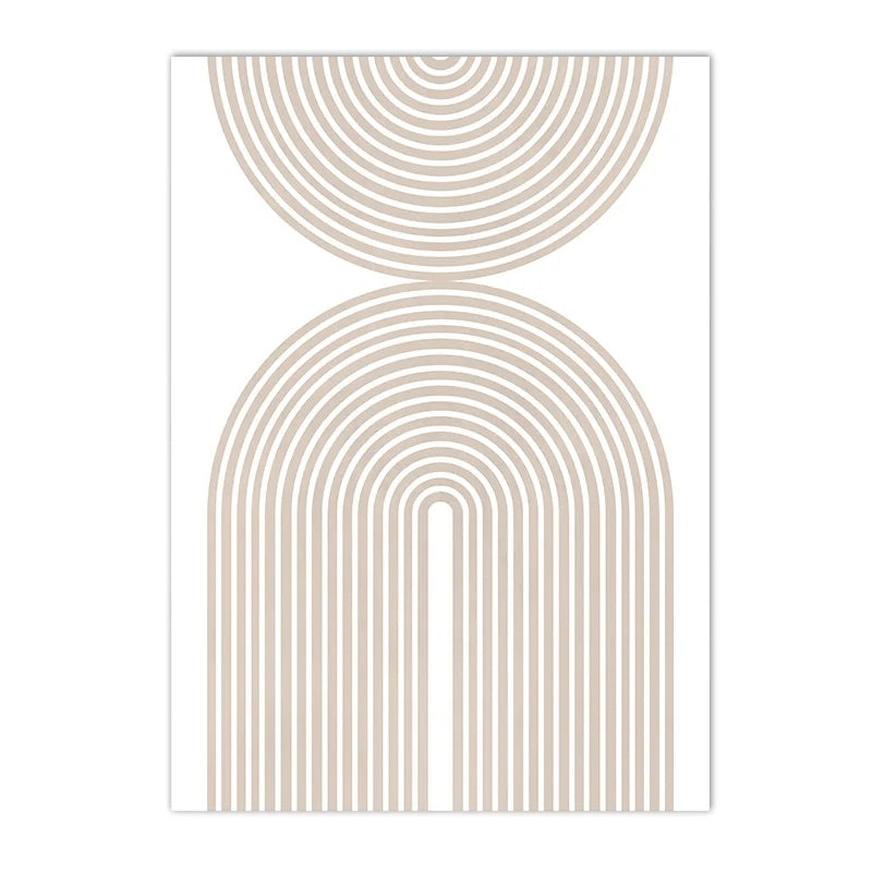 Modern Minimalist Wall Art Geometric Beige Boho Line Canvas Painting Bohemian Poster Prints Pictures Bedroom Living Room Decor