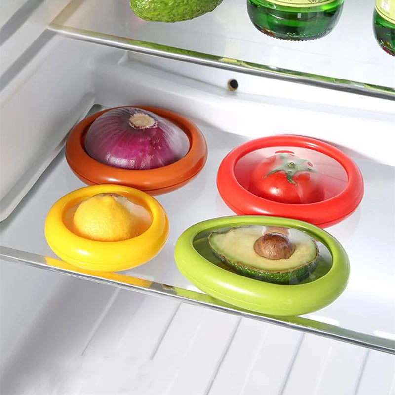 4Pcs/1pc Reusable Fruit Preservation Box Refrigerator Mini Avocado Onion Lemon Sealed Film Food Storage for Fruits and Vegetable