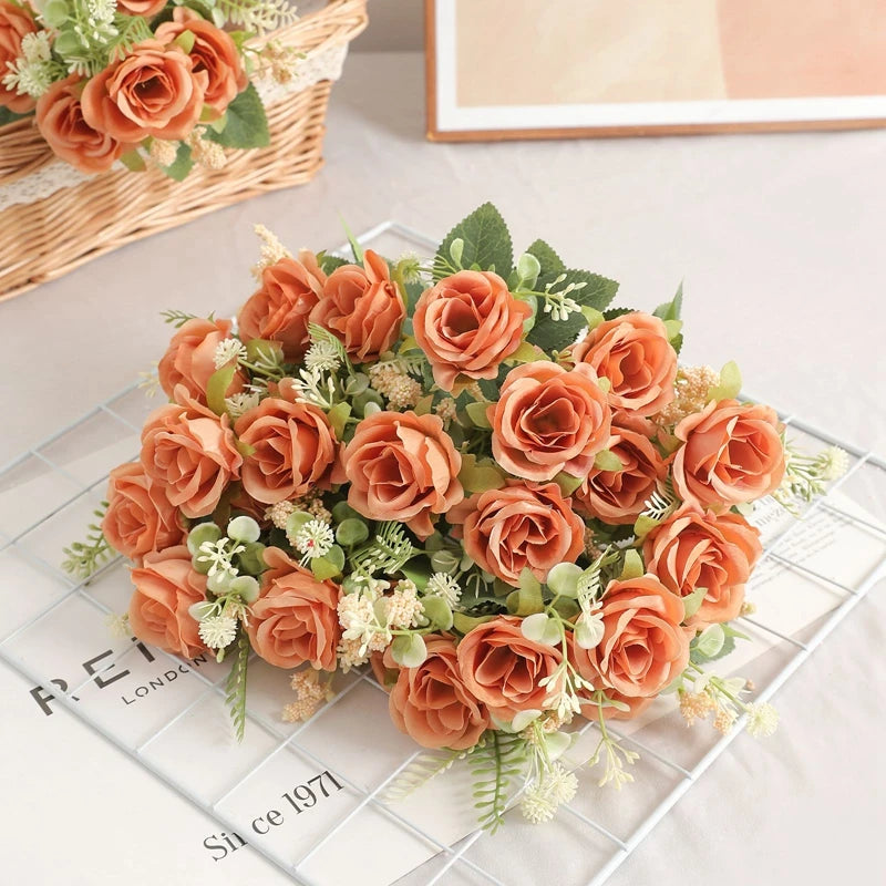 Artificial Rose Flowers Bouquet Silk Fake Flowers for Home Room Decor Garden Wedding Decoration Party Table Center DIY Ornaments