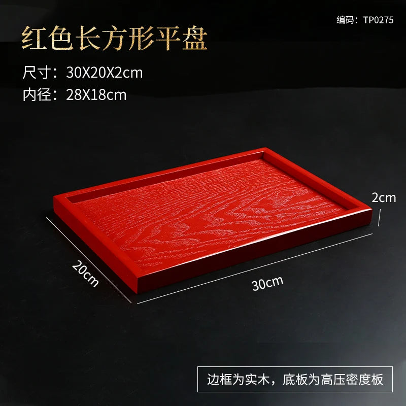 Chinese Red Solid Wood Tray Wedding Wedding Decorative Tray Home Dry Brew Tea Tray Wedding Supplies