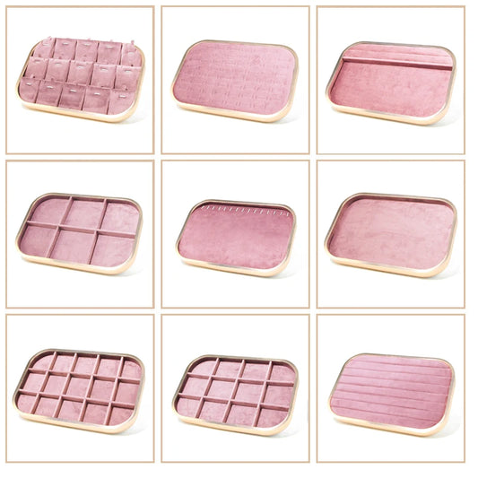 High-grade Metal-edged Jewelry Tray Inside Sufiber Velvet Jewelry Tray Necklace Ring Pendant Bracelet Storage Display Tray