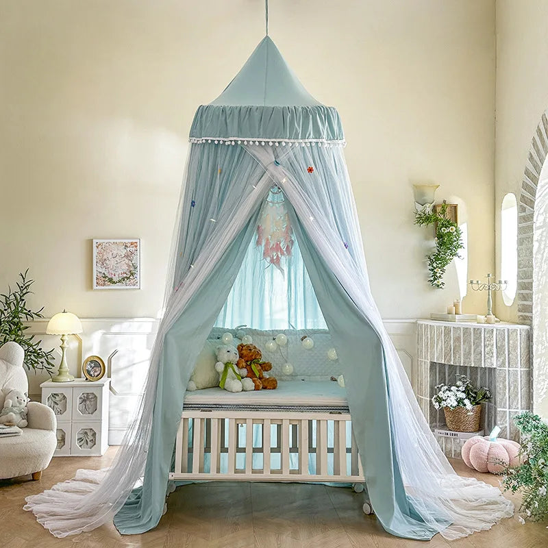 Dome bed curtain children's indoor light-proof bed curtain windproof bedside ceiling blackout double-layer mosquito net curtain