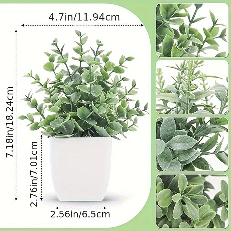 4pcs Simulation Bonsai, Artificial Greenery Potted Plants, Fake Plant For Farmhouse Bedroom Living Room Bathroom Home Decor