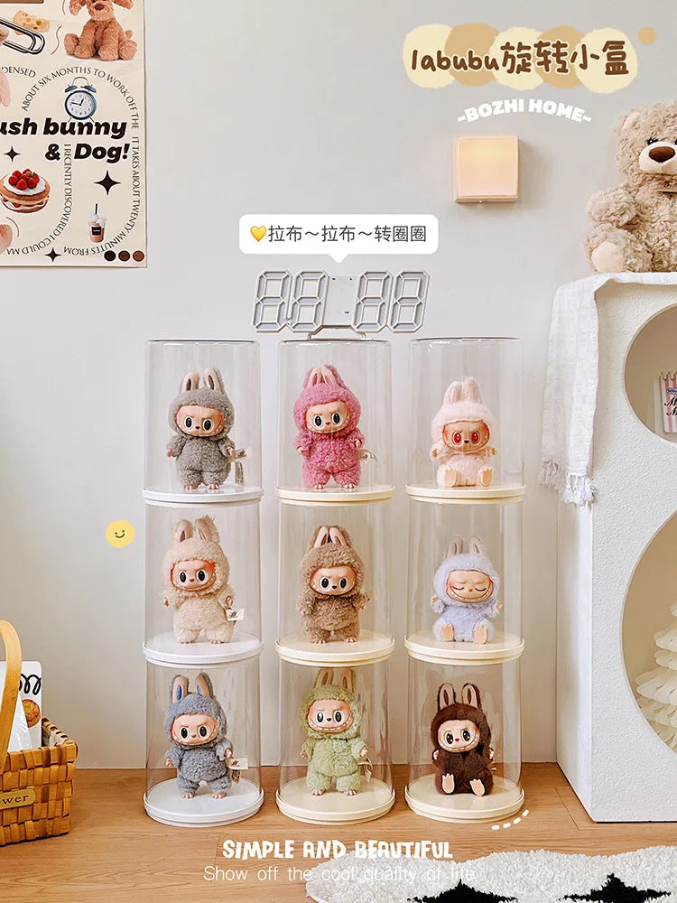 Labubu Pendant Display Box Rotating Transparent Labubu Doll  Storage Blind Box Storage Display Dustproof And Moisture-Proof