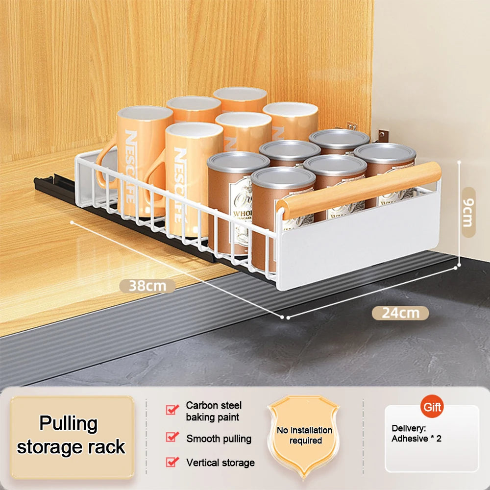 Kitchen Storage Rack Pull Out Sliding Drawer Seasoning Bottle Can Spice Storage Rack Drawer Storage Tray Shelf Kitchen Organizer