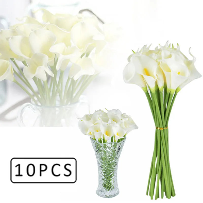 1/10 Pieces Artificial Flowers Calla Lily Bunch Fake Bouquet Table Home Wedding Decoration Fall Decor Artificial Dried Flowers