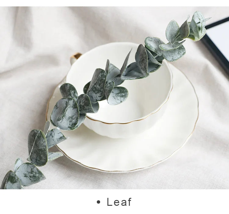 Real touch artificial eucalyptus branch leaf plants long leaf fake plants home decor dried artificial flowers wedding decoration