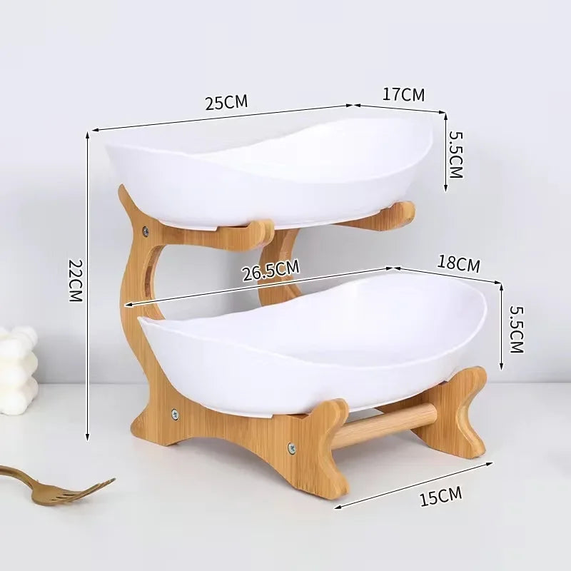 1/2/3 Layer Fruit Plate Light Luxury Plastic Wooden Snack Nuts Candy Dish Creative Salad Bowl Table Living Room Home Kitchen