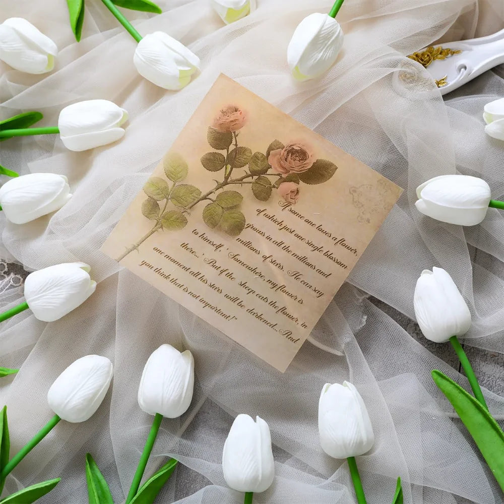 10Pcs Artificial Flowers Tulip PU Fake Flowers Bouquet Latex Real Touch Faux for Home Kitchen Wedding Ceremony Decorations