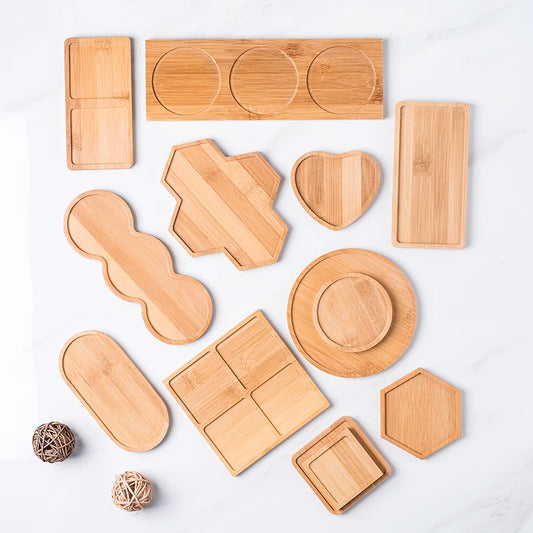Wooden Soap Dispenser Tray Multi Bamboo Multi Shape Wooden Holder Pot Tray Home Decor Garden Supplies  Photography Props Coaster
