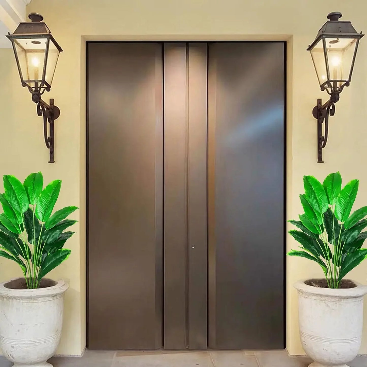 Artificial Plants Fake Banana Tree Leaves with Stems 31" Tall Faux Bird of Paradise Palm Tree