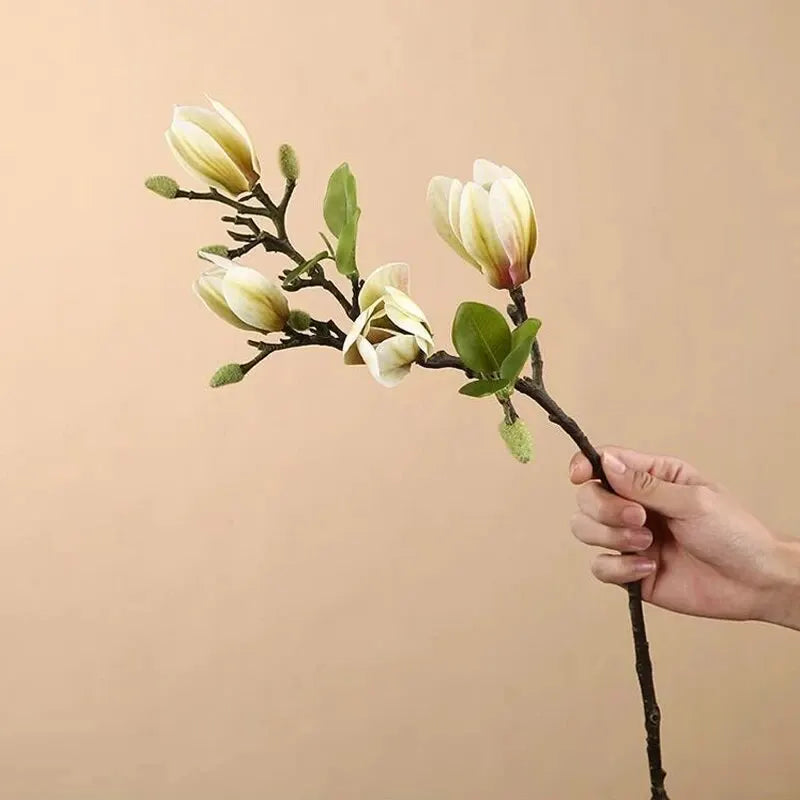 Artificial Magnolia Flower Branch For Home Living Room Decoration Fake Silk Plant Wedding Party Simulation Flower Bouquet