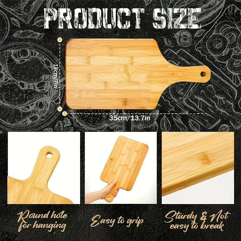 Bamboo Cutting Board with Handle Large Wooden Serving Board Kitchen Chopping Board Charcuterie Board for Pizza Vegetables Meat