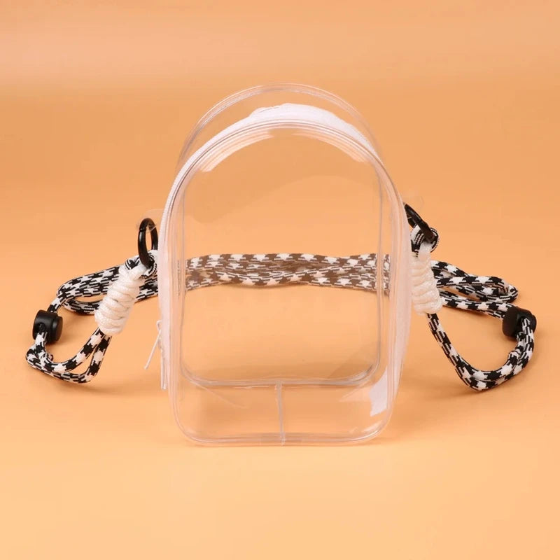 For Labubu Protect Case Labubu Sitting Party 15cm Cotton Doll Shoulder Pain Bag PVC Storage Bag Labubu(No Doll)