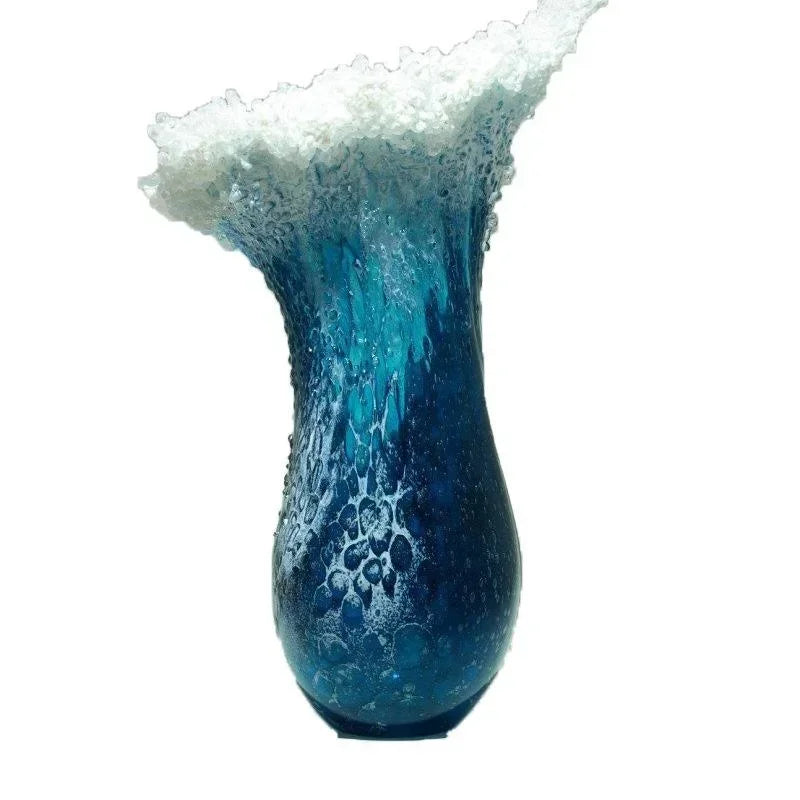Ocean Wave Small Vase Resin Crafts Ocean Wave Vase Decoration Ocean Series Blue Home Decoration 2024