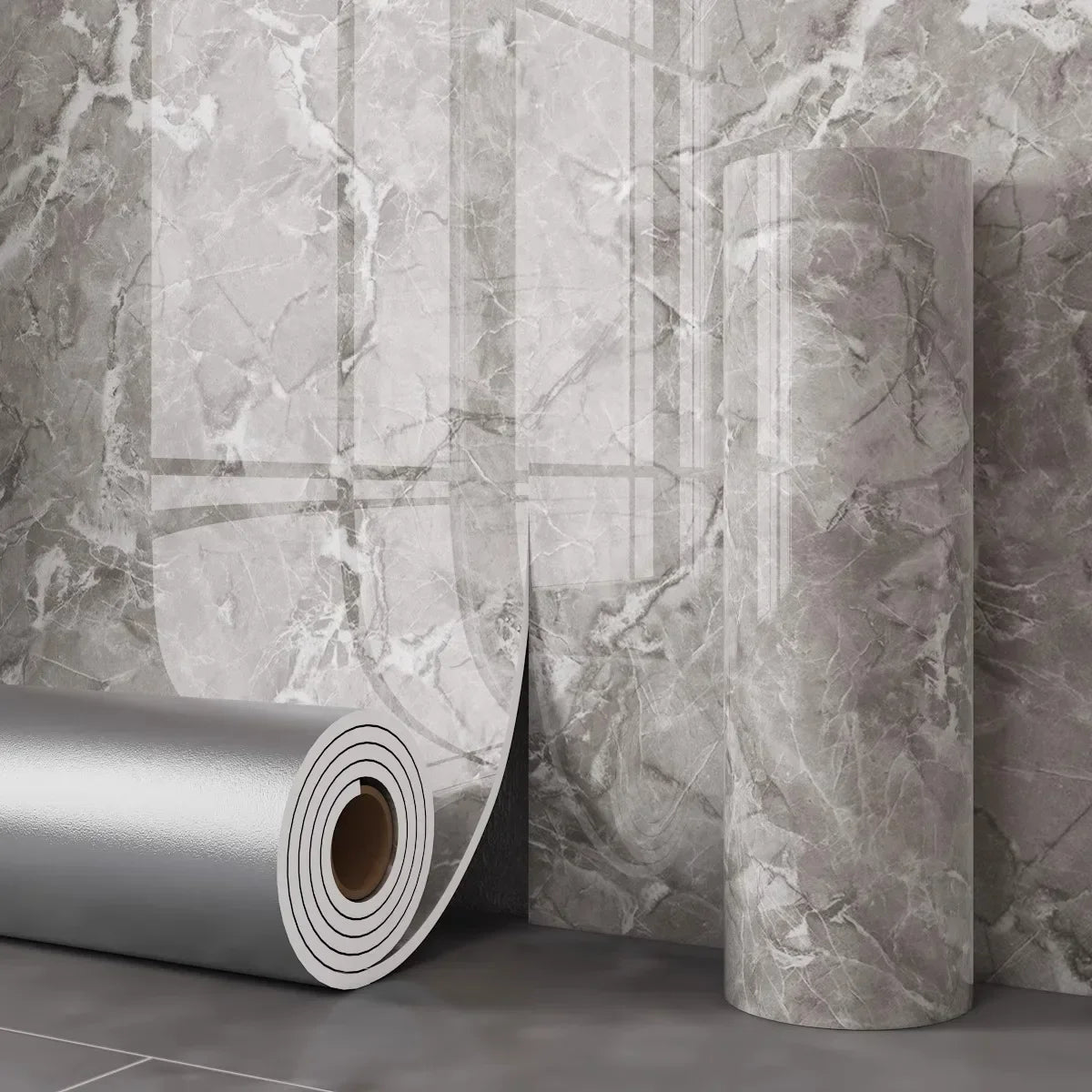 Thick Foam Marble Wall Stickers Peel and Stick Wallpaper Aluminum Foil Bottom Faux Tile Self Adhesive Wall Paper Home Decoration