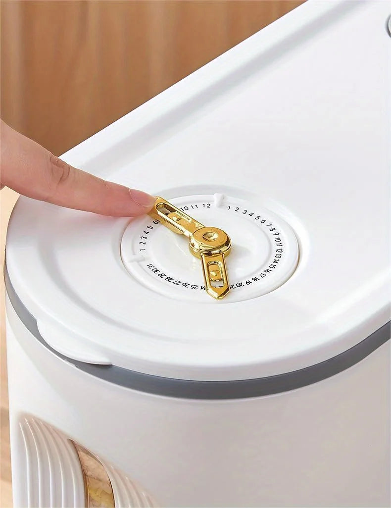 Rice bucket with measuring cup, large capacity grain storage container, moisture-proof and insect proof sealed storage container