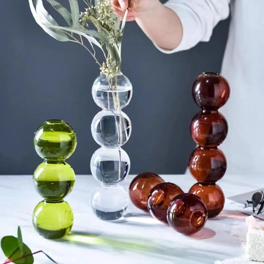 Crafts Romantic Glass Vase Simple Modern Hydroponic Flower Pot Funny Creative Spherical Flower Vase Dining Room